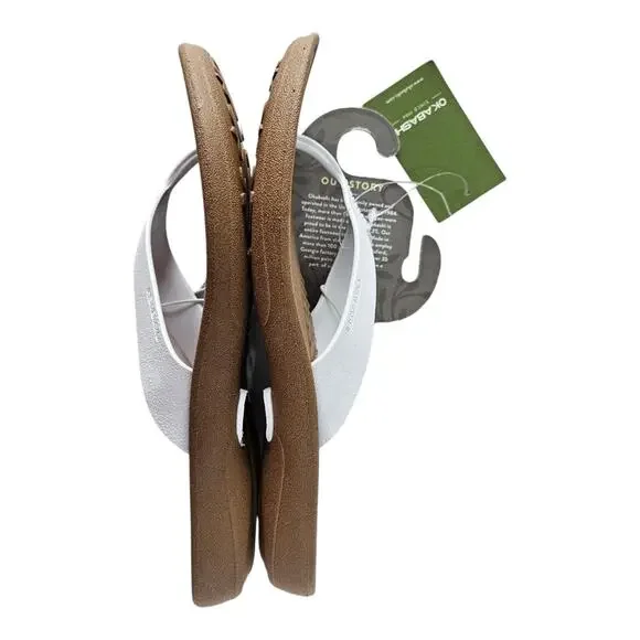 OKABASHI Breeze Women M 6.5 - 7.5 Supportive Thong Flip Flops Toffee & White NEW - Picture 5 of 7